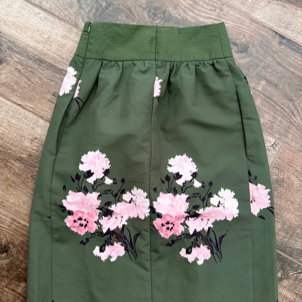 Tuckernuck Louise Olive and Pressed Powder Floral Skirt, Green Pink, 2 - Picture 7 of 10